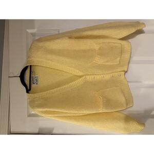Vintage 80s Helium Yellow Knit Cardigan Sweater Size S